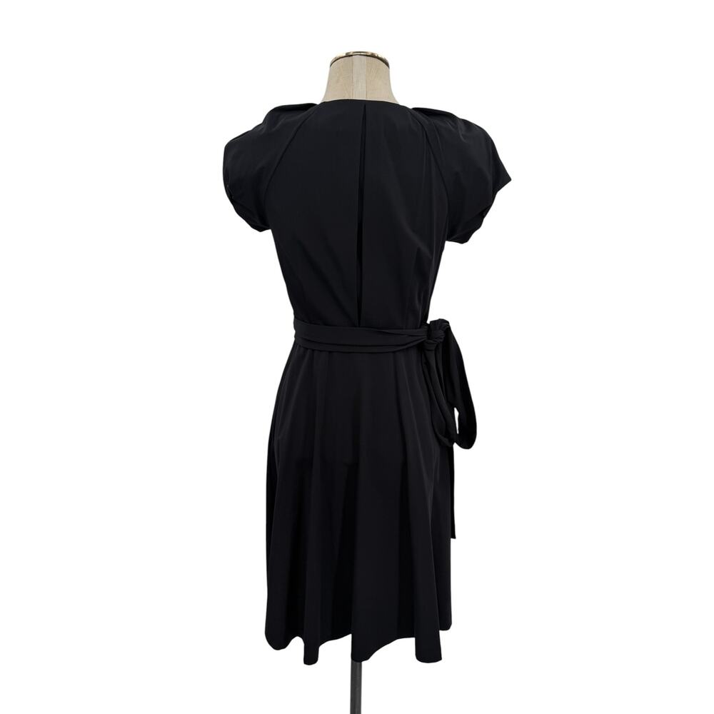 Diane Von Furstenberg Peyton Wrap Dress Puff Sleeve Knee Length Black 4 - Picture 6 of 12